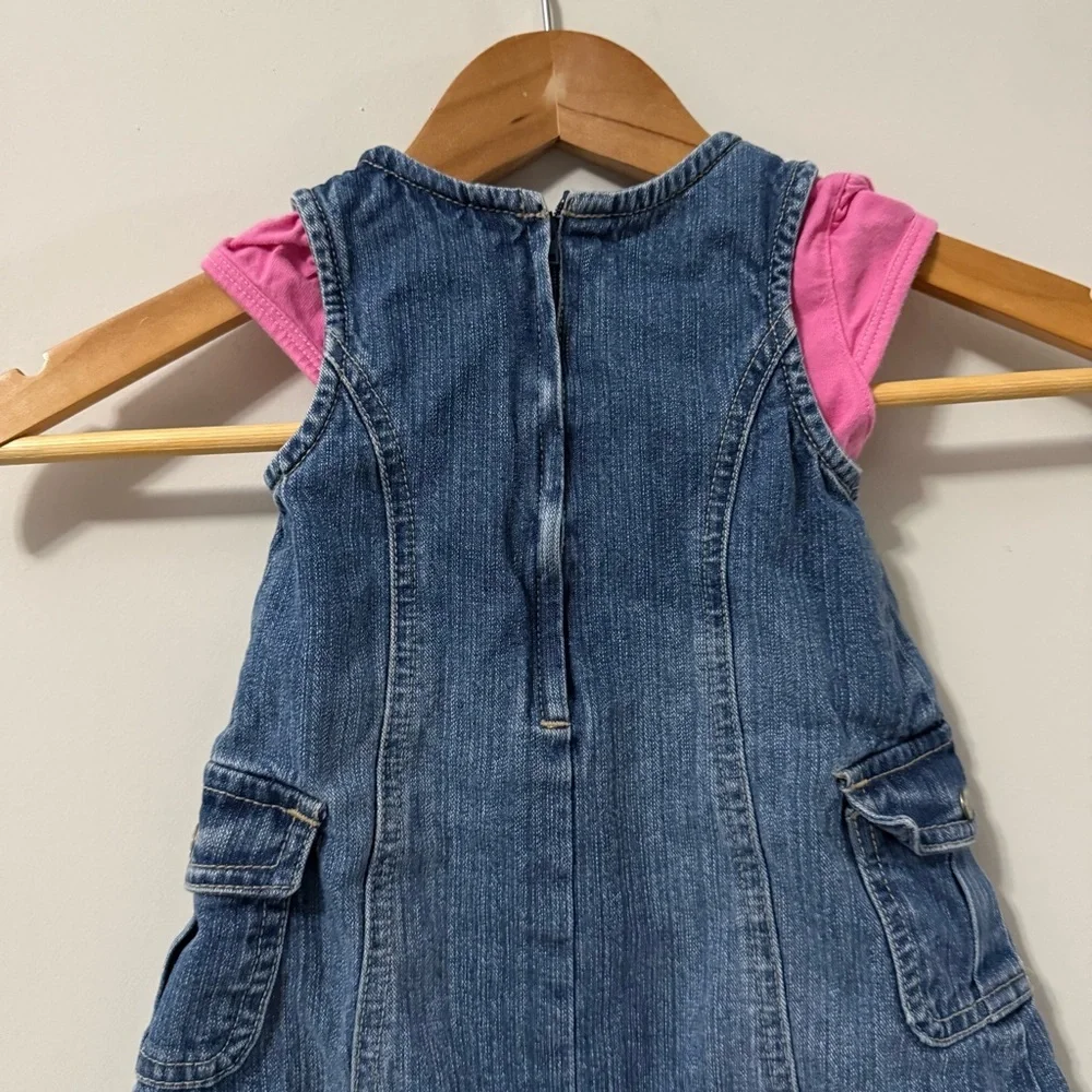 Vintage VTG Y2K 2003 Old Navy Baby Two Piece Pink Onsie Jean Dress Outfit